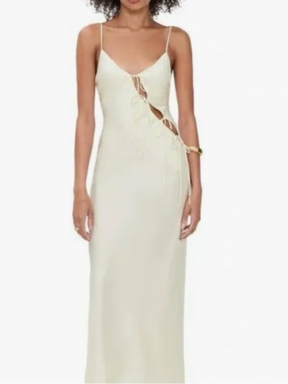 Lioness Cream Lace-Up Slip Dress